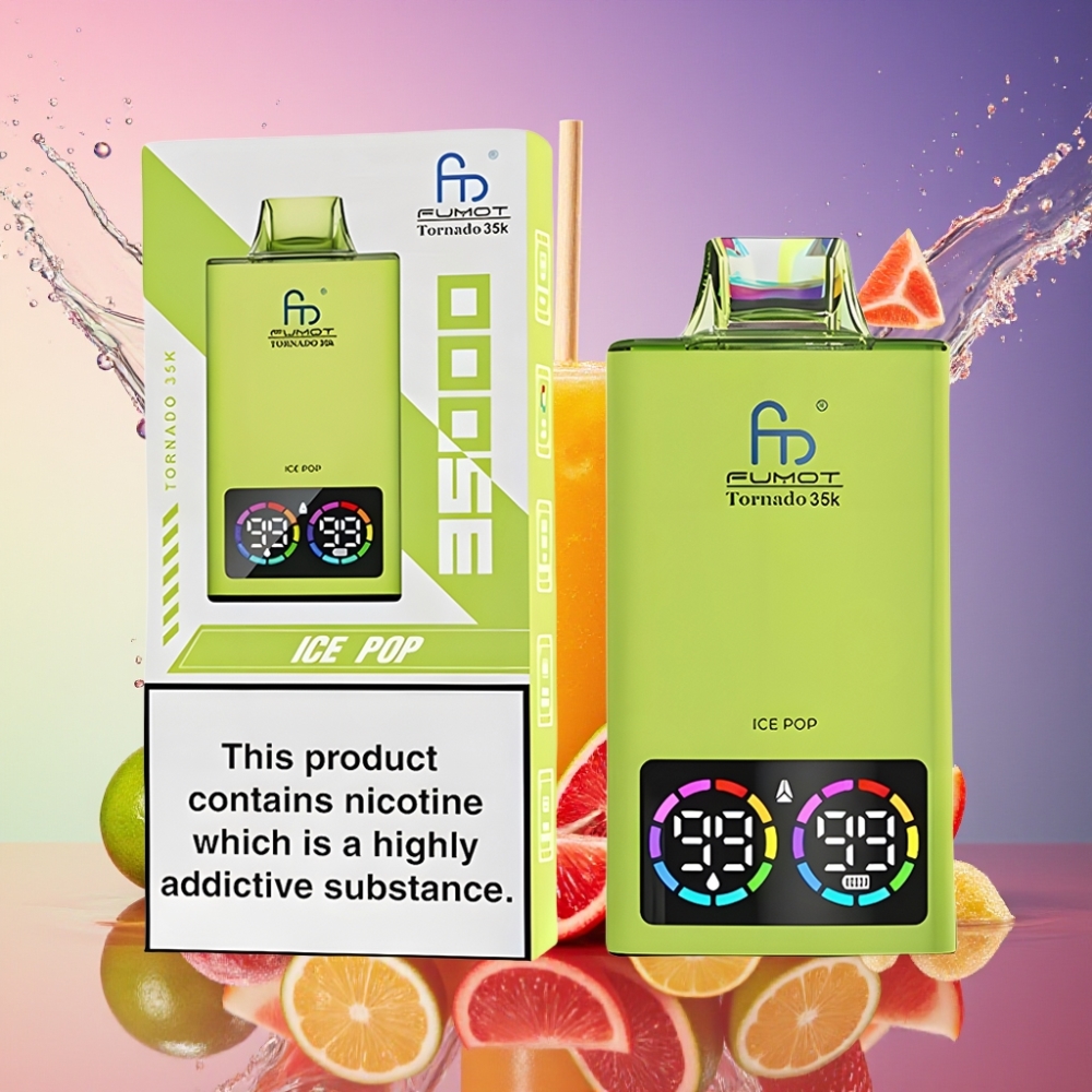 Fumot Tornado 35000 Isbombe Dual Mesh Coil 15ml E-juice 700 MAH Batteri USB-C Engros Danmark