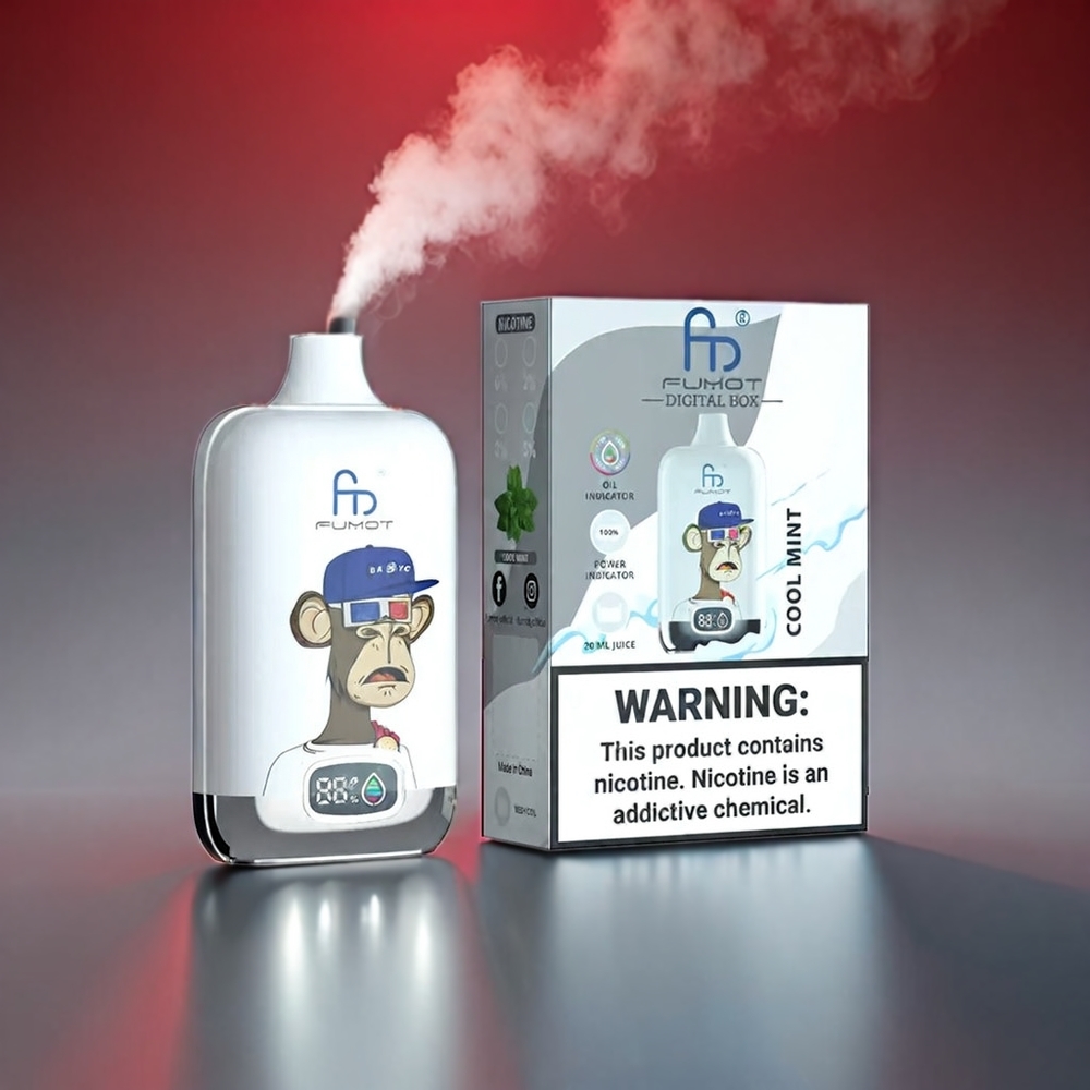 Fumot Tornado Digital 12000 Puffs 20ml Mesh 550mAh Type-C MTL Sort Solbær Engros Danmark
