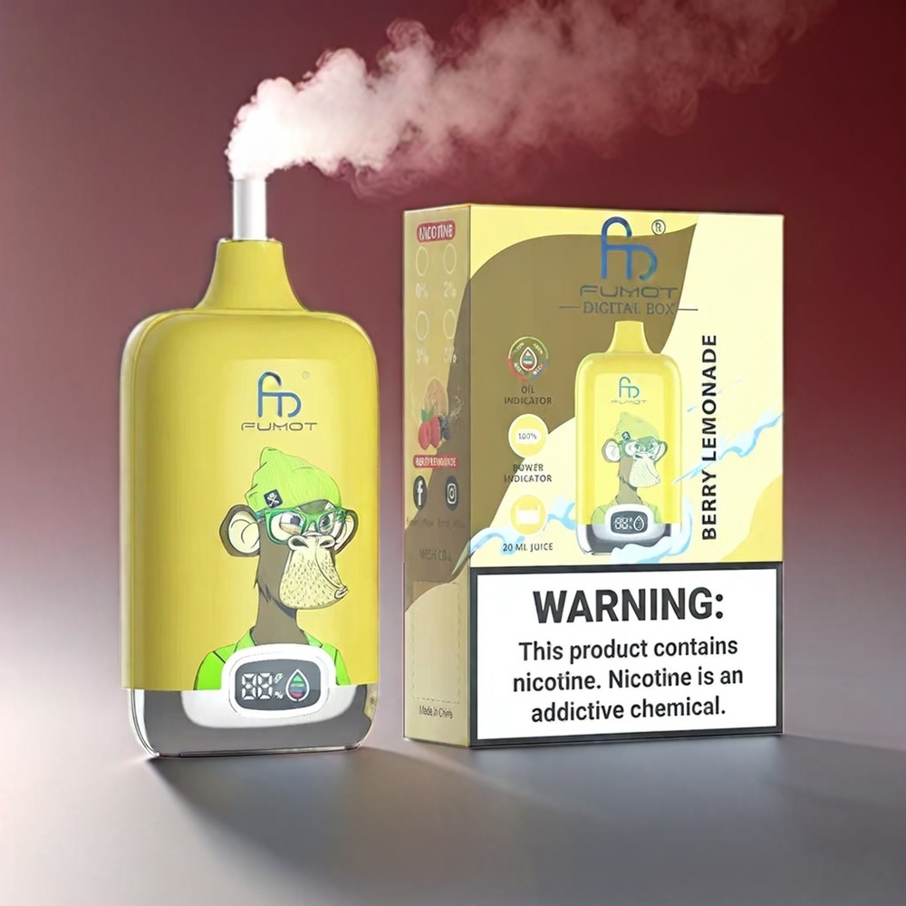 Fumot Tornado Digital 12000 Puffs Bær Lemonade 550mAh Type-C Engros Danmark