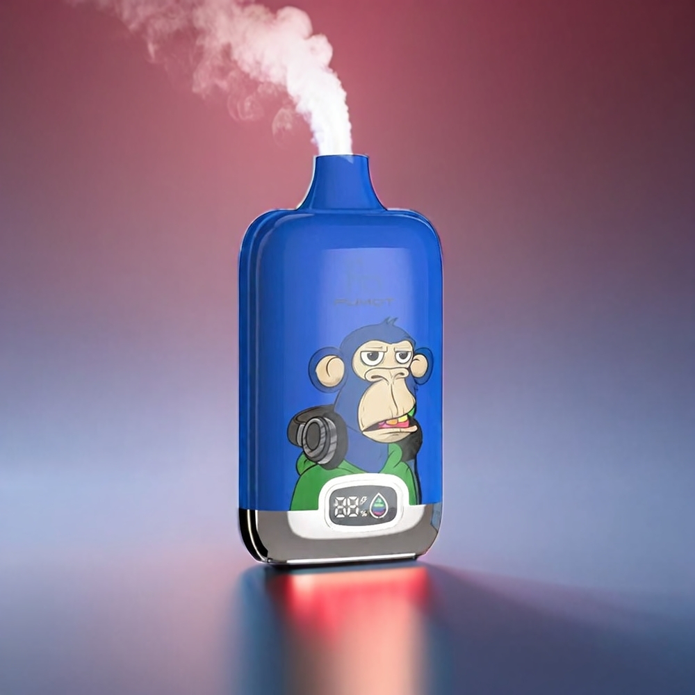 Fumot Tornado Digital 12000 Puffs Blåbær Hindbær 89.7mm x 46.7mm x 27mm 67g 20ml Mesh 550mAh Type-C MTL Engros Danmark