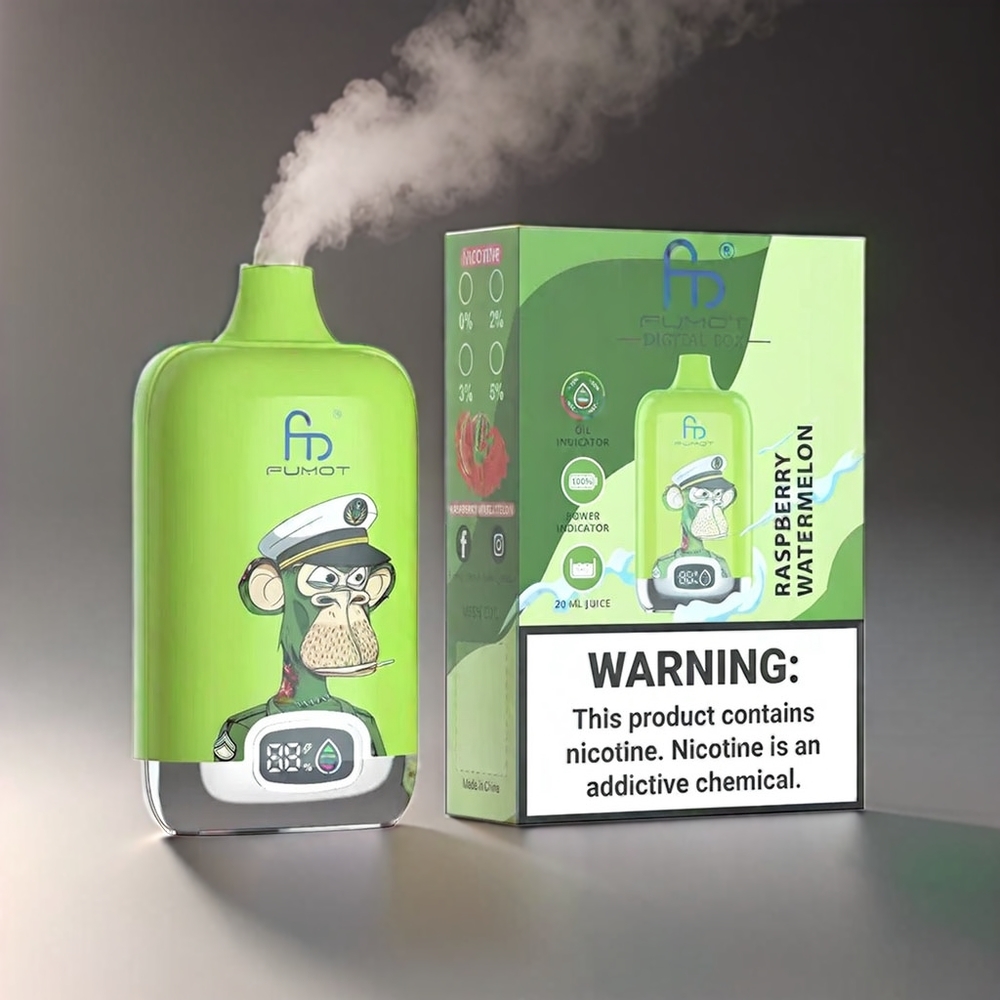 Fumot Tornado Digital 12000 Puffs Hindbær Vandmelon 67g 20ml Mesh 550mAh Type-C MTL Engros Danmark