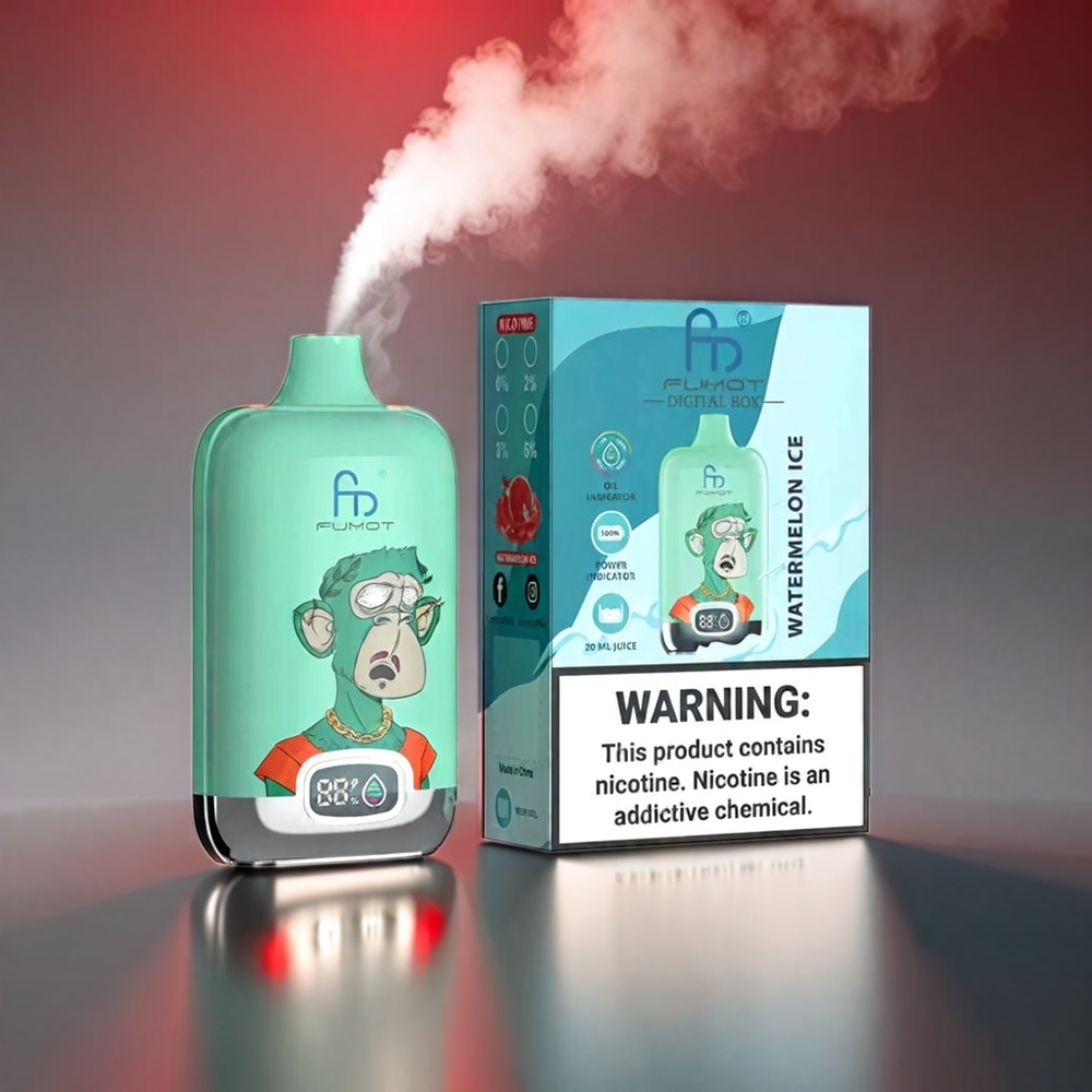 Fumot Tornado Digital 12000 Puffs Jordbær 20ml Mesh Coil 550mAh Type-C 67g MT Engros Danmark