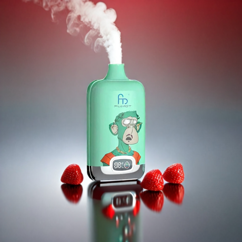 Fumot Tornado Digital 12000 Puffs Jordbær 20ml Mesh Coil 550mAh Type-C 67g MT Engros Danmark