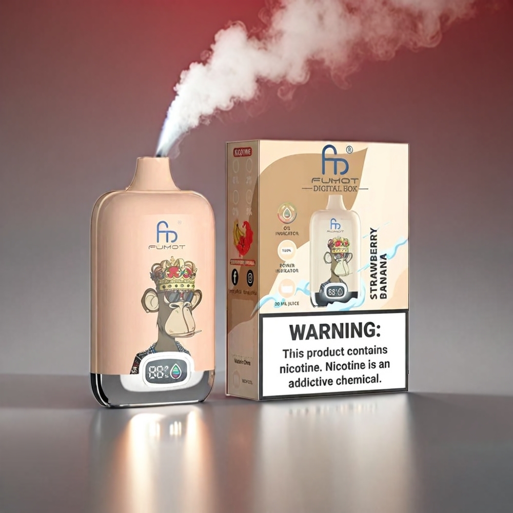 Fumot Tornado Digital 12000 Puffs Jordbær Banan 20ml Mesh Coil Type-C 67g MTL 550mAh Engros Danmark