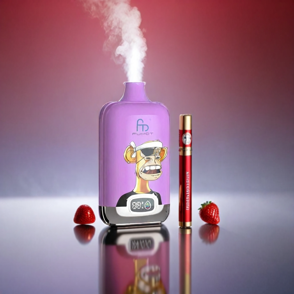 Fumot Tornado Digital 12000 Puffs Jordbær Vindrue 20ml Mesh Coil Type-C 550mAh 67g Engros Danmark