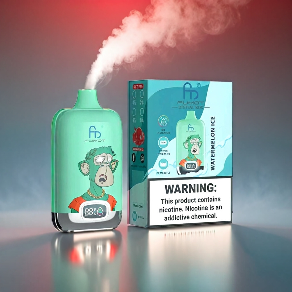 Fumot Tornado Digital 12000 Puffs Vandmelon 89,7x46,7x27mm 67g Mesh 550mAh Type-C MTL Engros Danmark