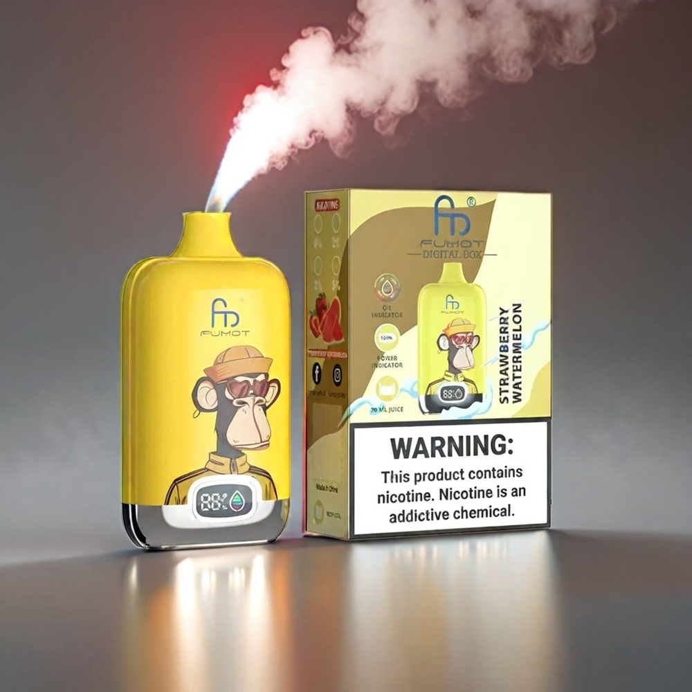 Fumot Tornado Digital 20ml 12000 Puffs MESH Type-C 67g Jordbær Vandmelon 89.7x46.7x27mm 550mAh MTL Engros Danmark