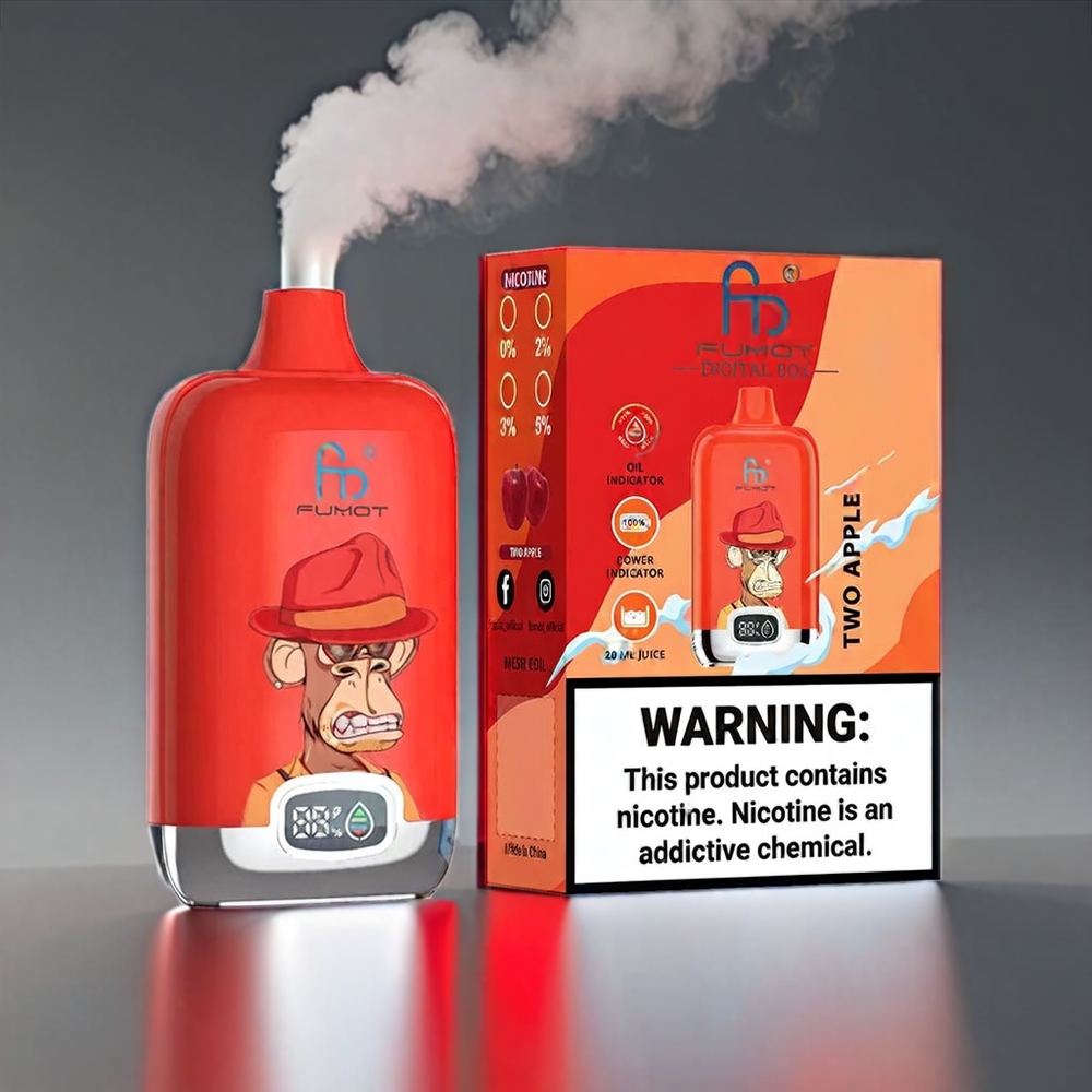 Fumot Tornado Digital Box 12000 Puffs 20ml Mesh 550mAh Type-C MTL To Æbler 89.7x46.7x27mm 67g Engros Danmark