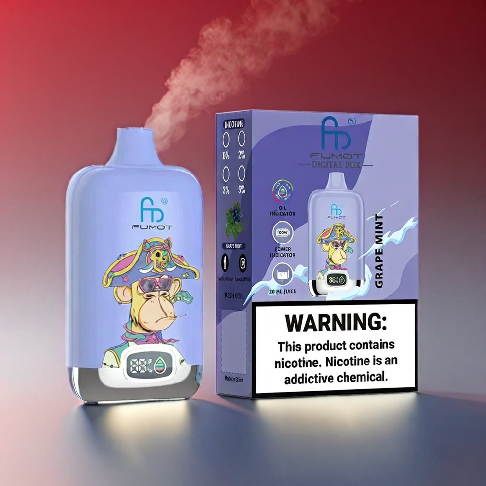 Fumot Tornado Digital Box 12000 Puffs 20ml Mesh Coil Type-C MTL Drømmende Mint 89.7x46.7x27mm 67g 550mAh Engros Danmark