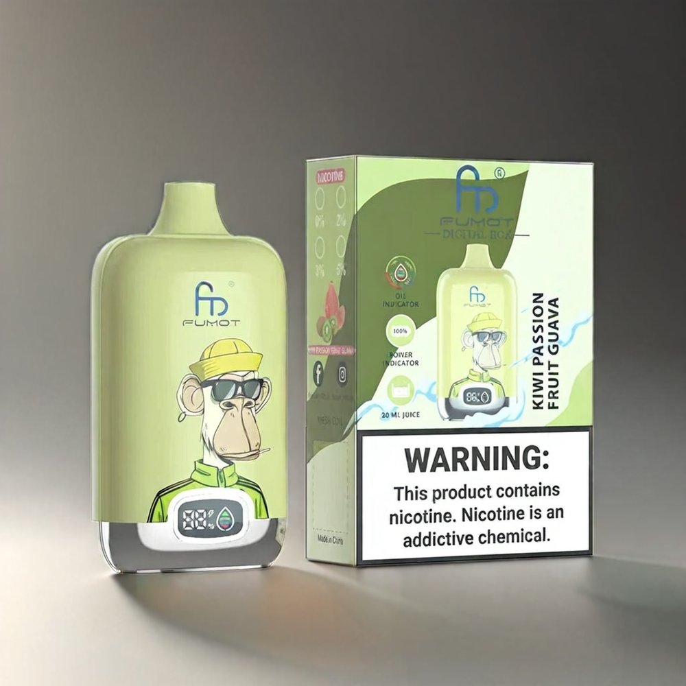 Fumot Tornado Digital Box 12000 Puffs 20ml Type-C MTL Kiwi Passionsfrugt Guava 67g Engros Danmark