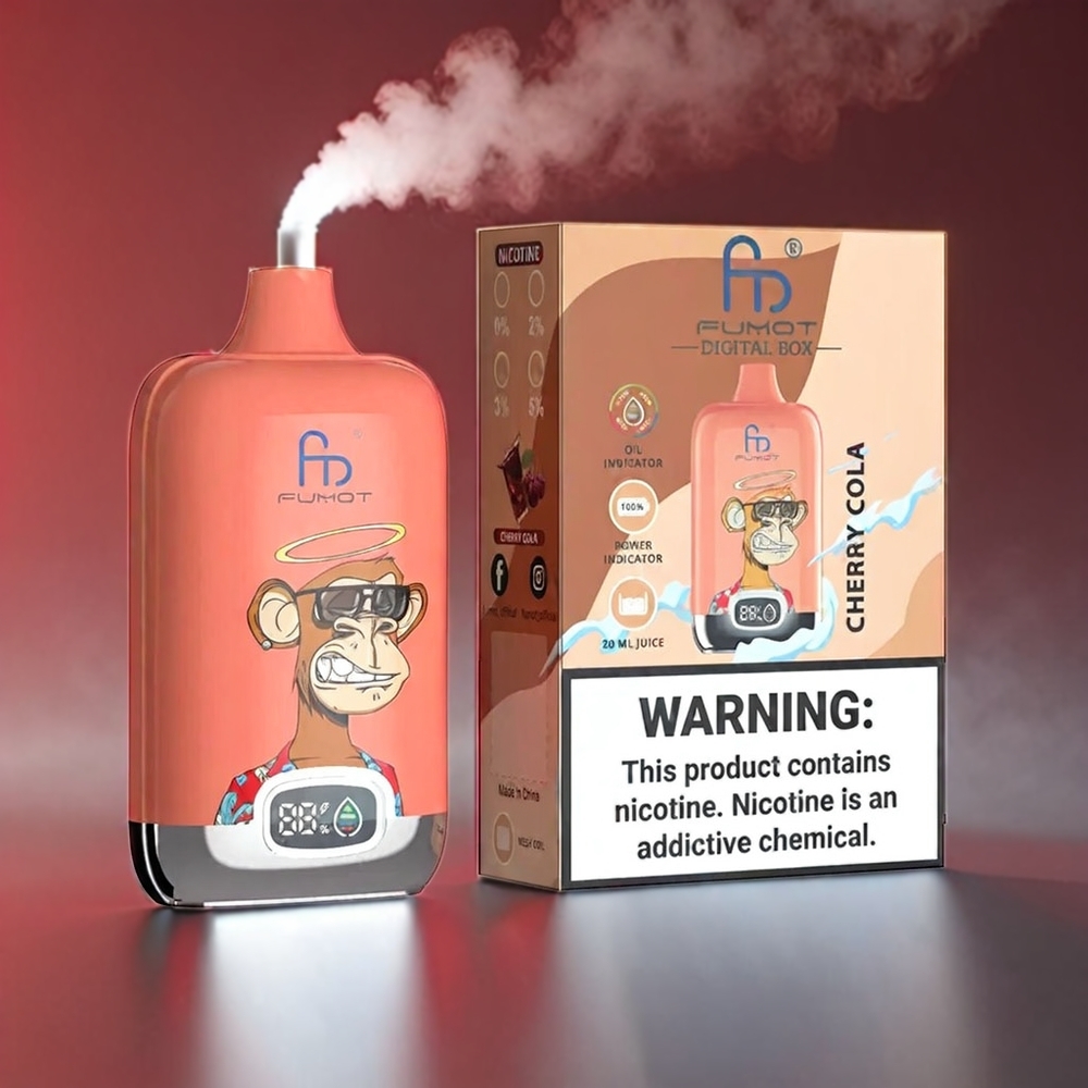 Fumot Tornado Digital Box 12000 Puffs Kirsebær Cola 20ml Mesh 550mAh Type-C MTL 67g 89.7x46.7x27mm Engros Danmark