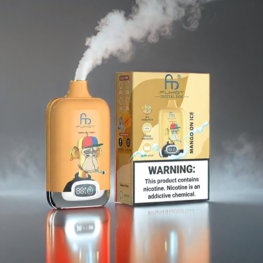 Fumot Tornado Digital Box 12000 Puffs Mango På Mesh Coil 20ml Type-C 550mAh 67g Engros Danmark