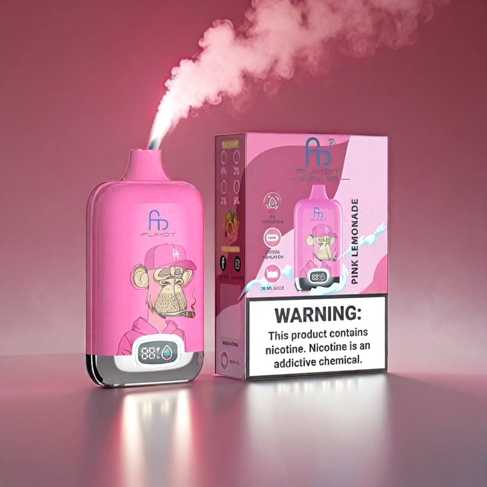 Fumot Tornado Digital Box 20ml 12000 Puffs Mesh Pink Lemonade 89.7x46.7x27mm 67g 550mAh Type-C MTL Engros Danmark