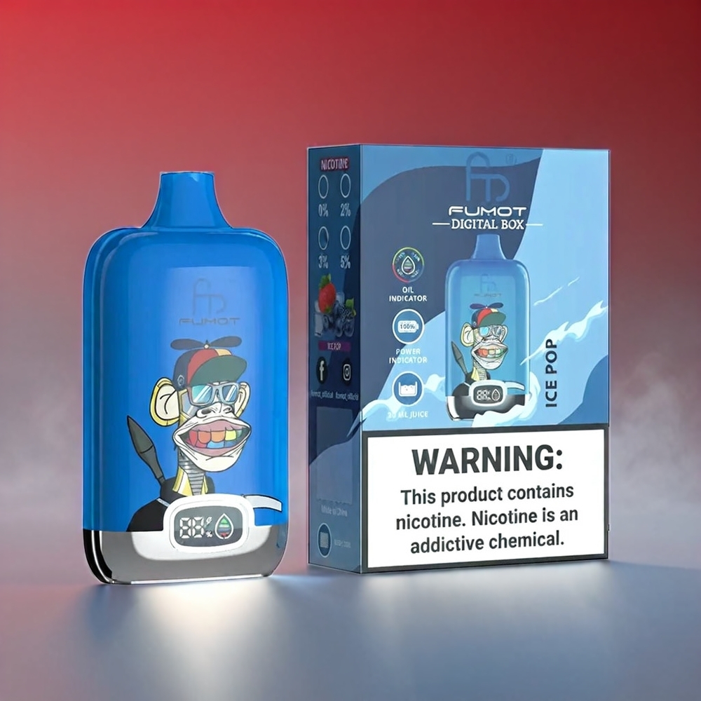 Fumot Tornado Digital Box 20ml 12000 Puffs Pop Mesh Coil 550mAh Type-C MTL 67g Engros Danmark
