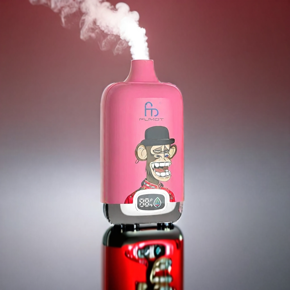 Fumot Tornado Digital Box Jordbær Pomp 12000 Puffs 20ml 550mAh Type-C MTL Mesh Engros Danmark