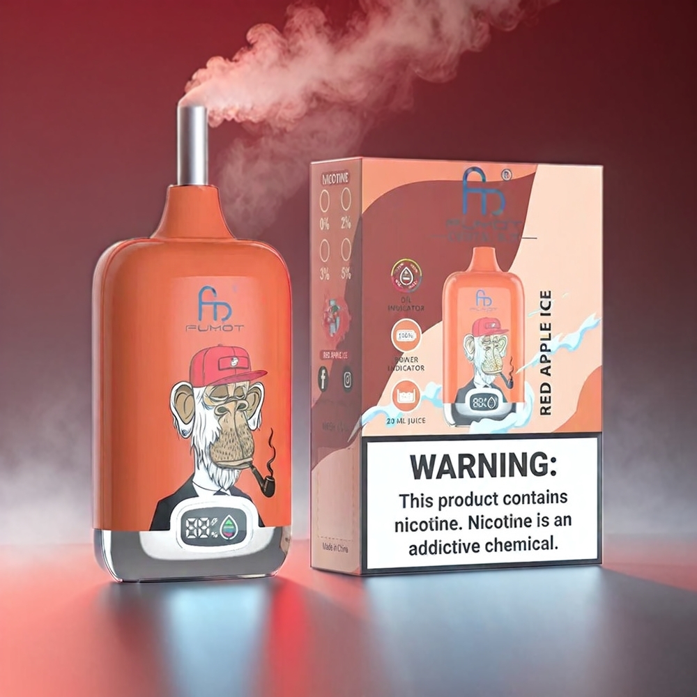 Fumot Tornado Digital Mesh 20ml Type-C 12000 Puffs Rød Æble | 89.7x46.7x27mm 67g 550mAh MTL Engros Danmark