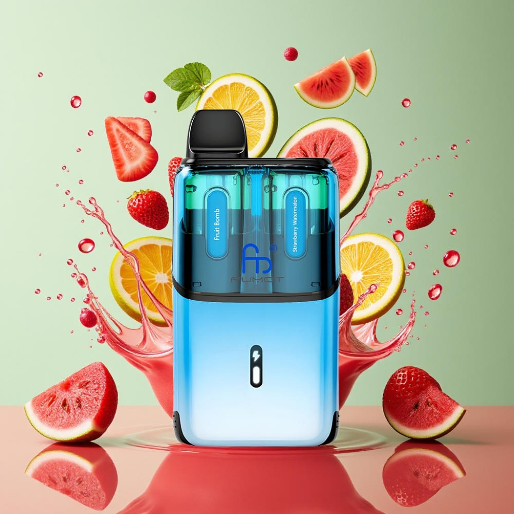 Fumot Ultra T32000 Engangs Vape Frugt Bombe & Jordbær Vandmelon 800mAh 24ml Type-C Fast Charging 20mg Mesh Coil Engros Danmark