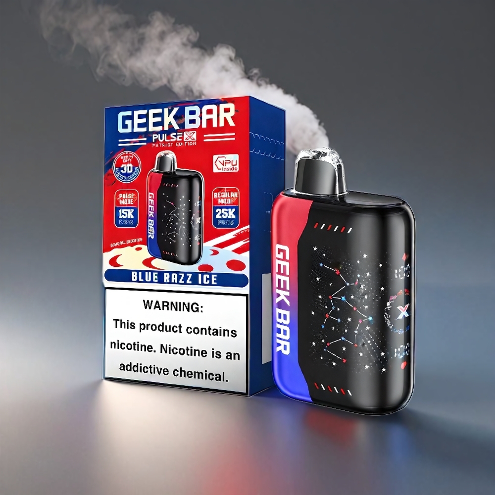 Geek Bar Pulse X 25000 Puste Patriot Edition 18mL 0-5% Nikotin 3D Skærm Dual Mesh Coil Engros Danmark