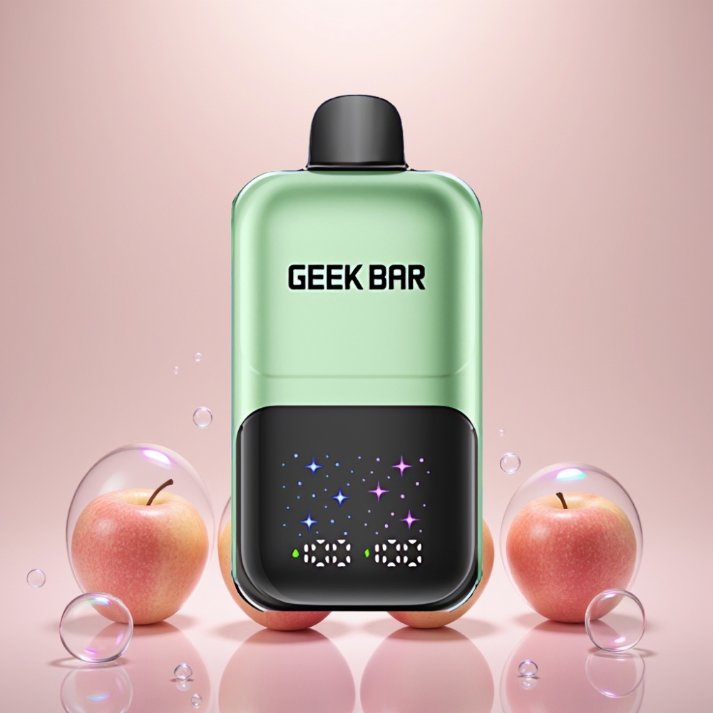 GEEKBAR 2GO 50000 Puffs Interaktiv Stor Skærm Justerbar Smag/Kølighed Dobbelt Tank 20mL 5% Nikotinsalt Dobbelt Æble A&B Engros Danmark