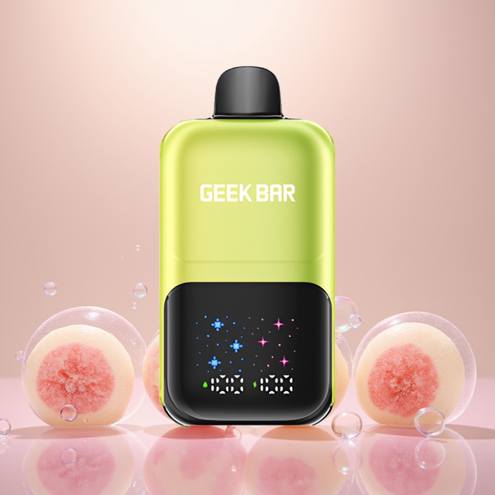 GEEKBAR 2GO 50000 Puffs Interaktiv Storskærm 3-nivejustyring Dobbelt Tank 20mL 5% Nikotinsalt Sur Æble Is 20ml 50000 Puffs Engros Danmark