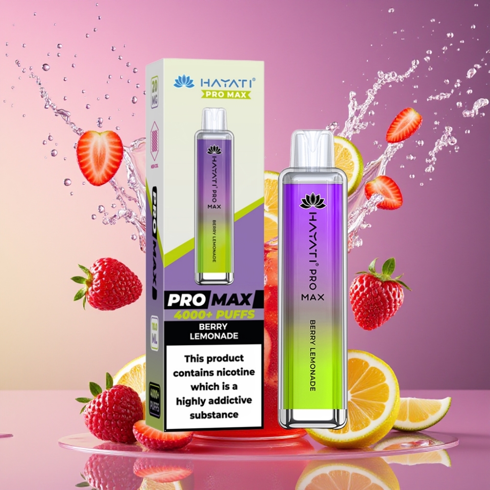 Hayati Pro Max 4000 Puffs Engangs Vape Bær Lemonade 2% 5% Nikotin 1400mAh Opladningsbar TPD-Overensstemmelse Engros Danmark