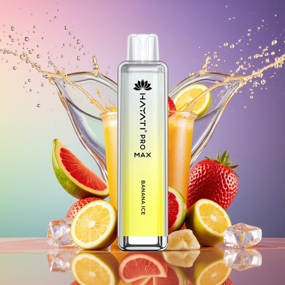 Hayati Pro Max 4000 Puffs Engangs Vape Bananis Is 2% 5% Nikotin 1400mAh 2ml 10ml Auto Påfyldning TPD-Overensstemmelse Engros Danmark