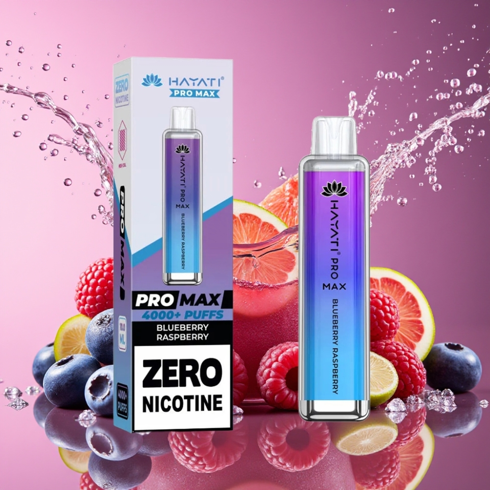 Hayati Pro Max 4000 Puffs Engangs Vape Blåbær Hindbær 2% 5% Nikotin 1400mAh 2ml Tank 10ml Auto Refill Engros Danmark