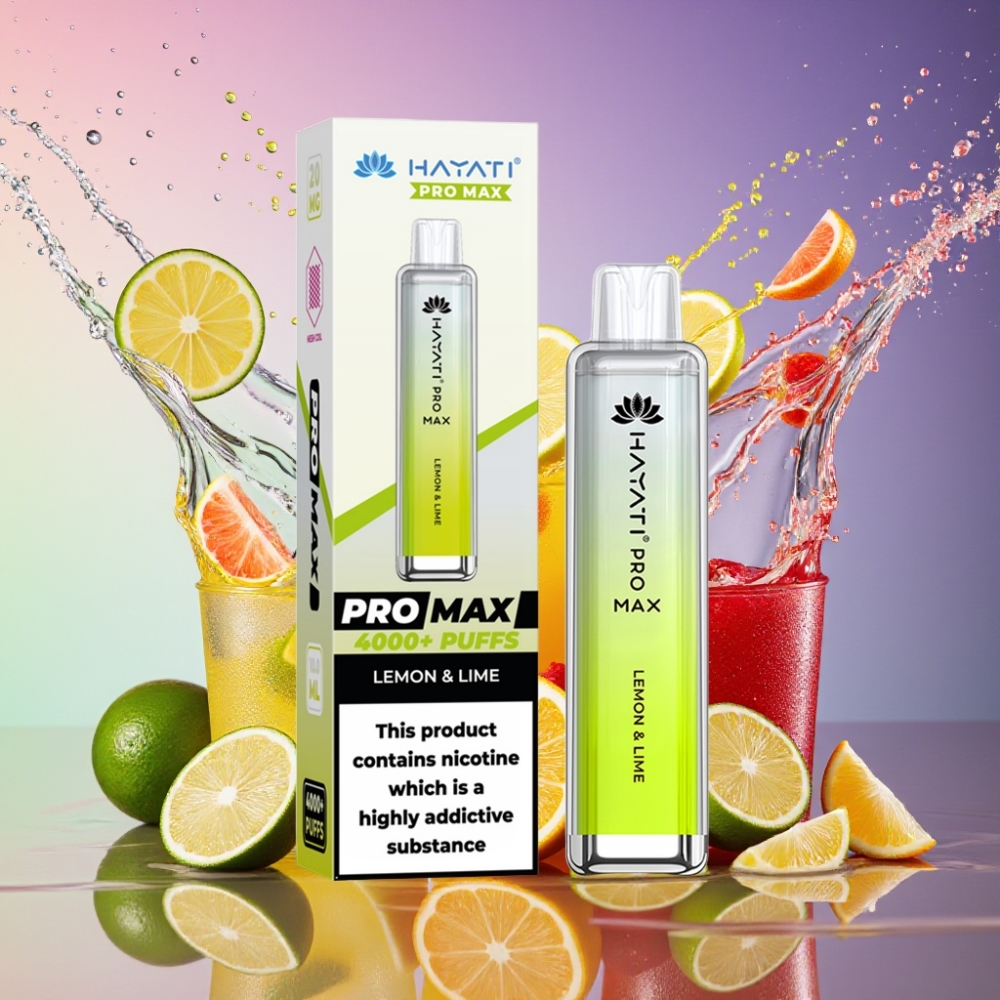 Hayati Pro Max 4000 Puffs Engangs Vape Citron & Lime 2% 5% Nikotin 1400mAh Opladningsbar TPD-Compliance Engros Danmark