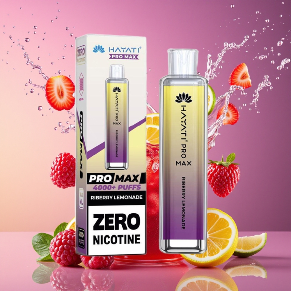 Hayati Pro Max 4000 Puffs Engangs Vape Hindbær Lemonade 2ml/10ml 1400mAh TPD-Compliant Engros Danmark