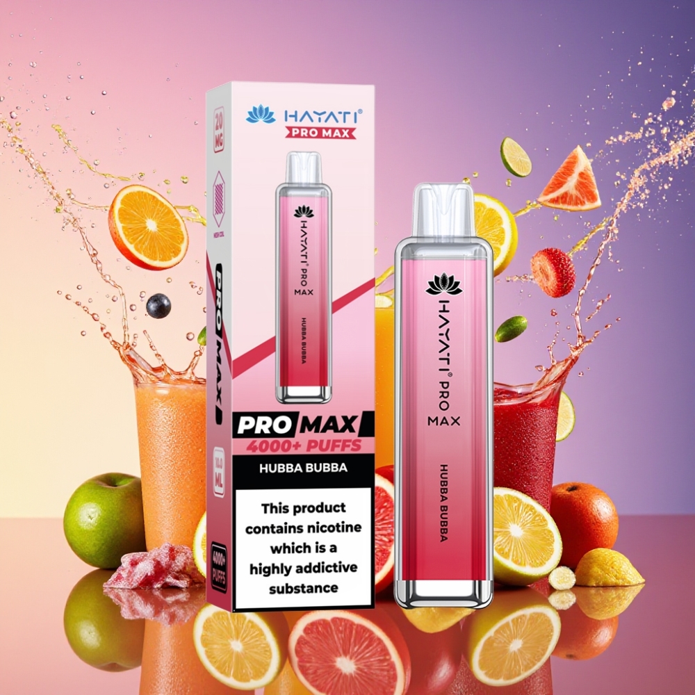 Hayati Pro Max 4000 Puffs Engangs Vape Hubba Bubba 2ml/10ml 1400mAh 2%/5% Nikotin TPD-Kompatibel Engros Danmark