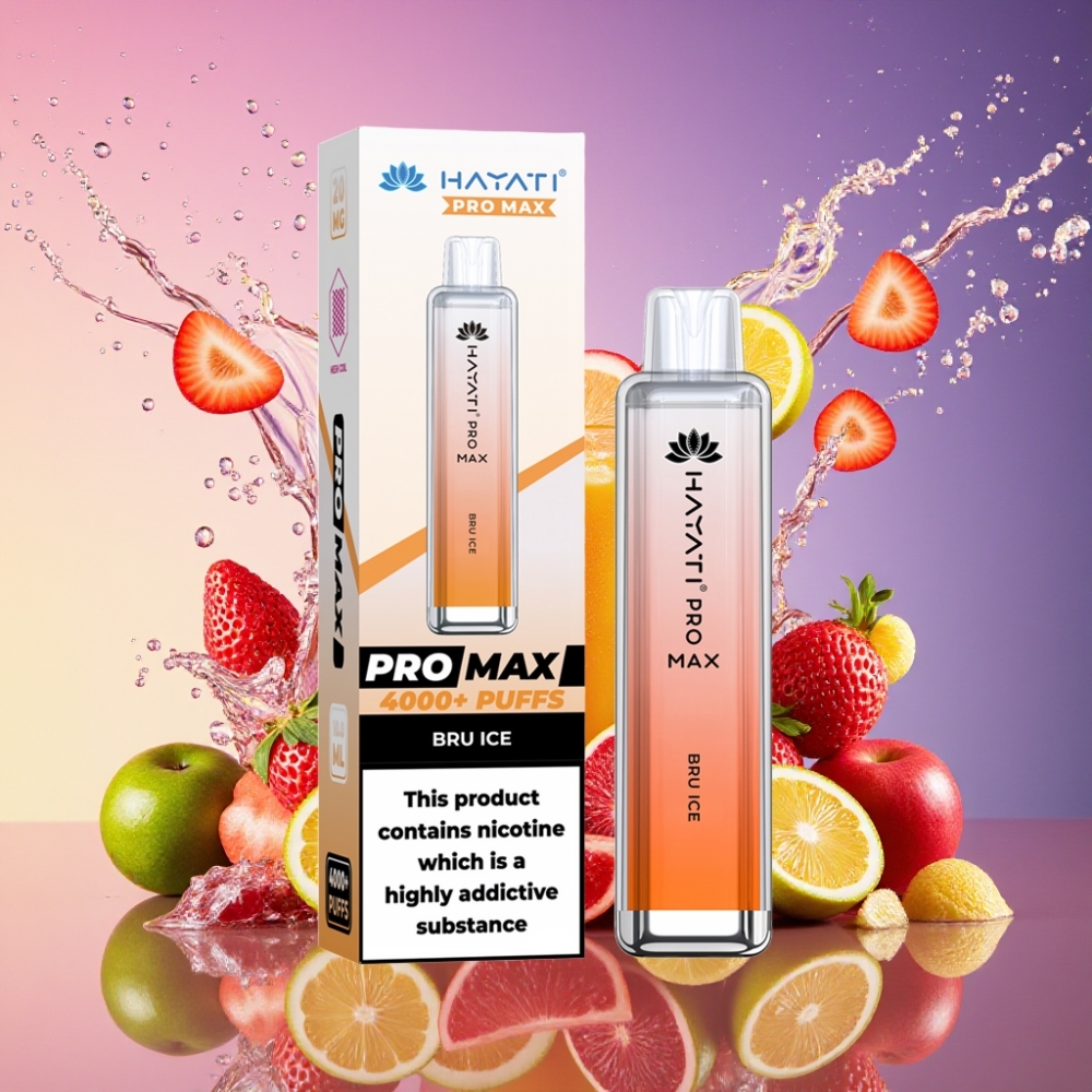 Hayati Pro Max 4000 Puffs Engangs Vape Is (Bru) 2% 5% Nikotin 1400mAh Opladningsbar LED Lys TPD Overholdelse Engros Danmark