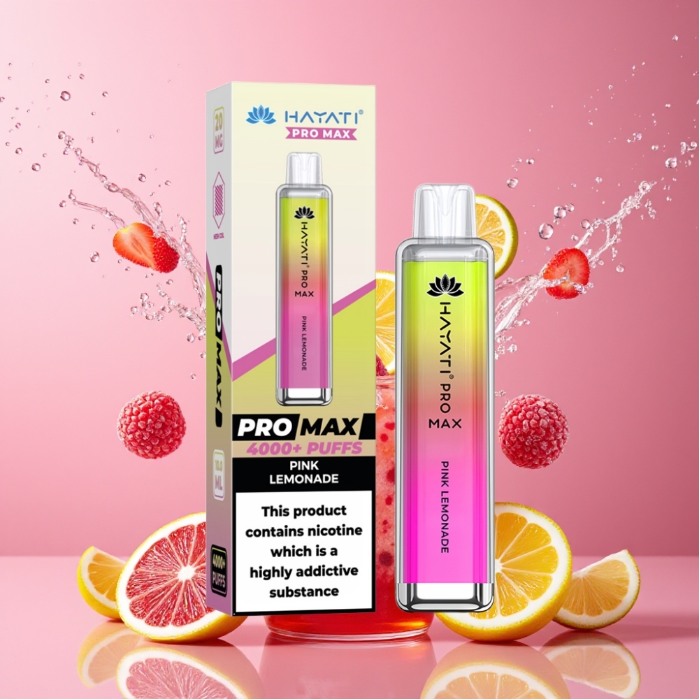 Hayati Pro Max 4000 Puffs Engangs Vape Lyserød Lemonade 2%/5% Nikotin 1400mAh 2ml/10ml TPD-Overensstemmende Engros Danmark