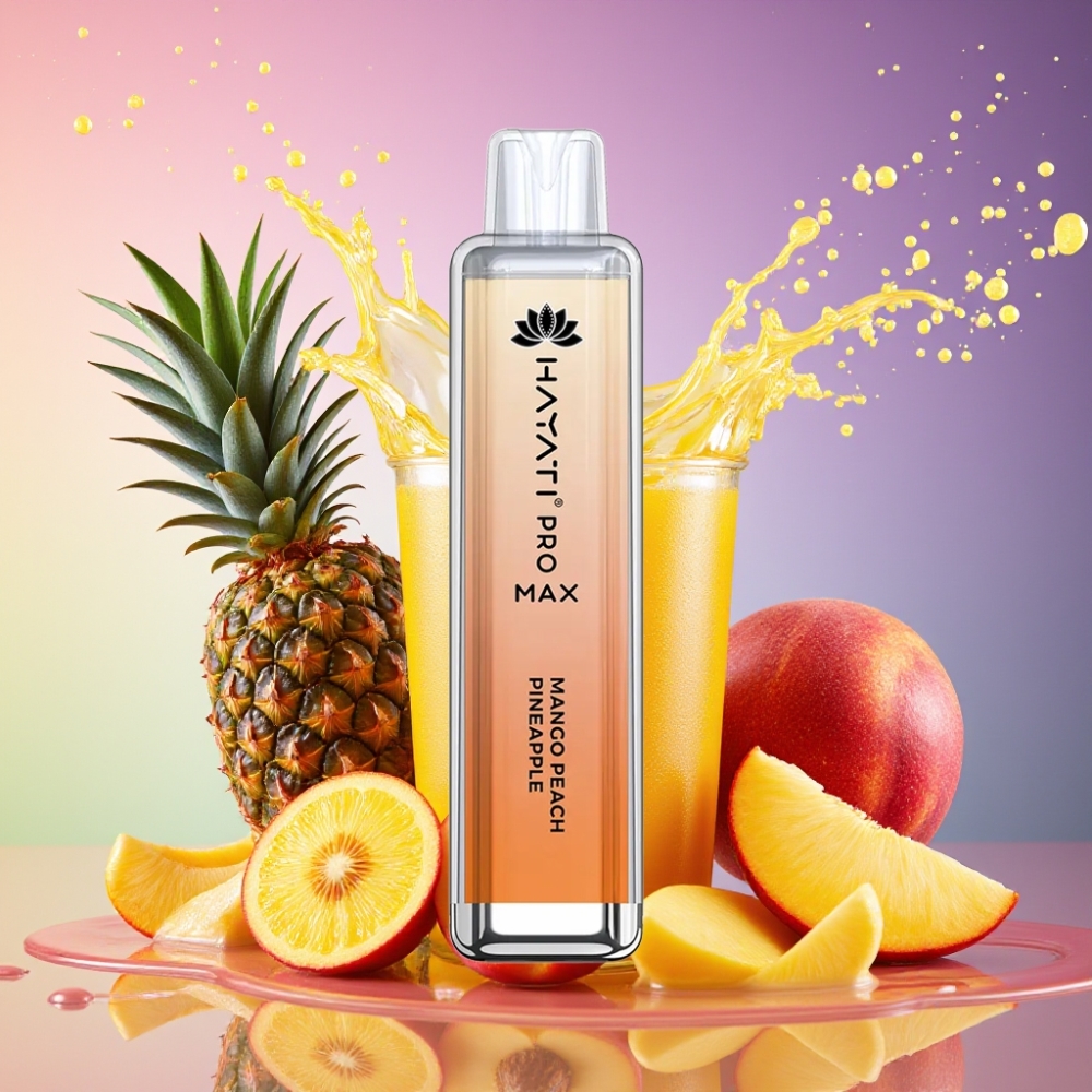 Hayati Pro Max 4000 Puffs Engangs Vape Mango Fersken Ananas 2%/5% Nikotin 1400mAh 10ml Tank TPD-Compliant Engros Danmark