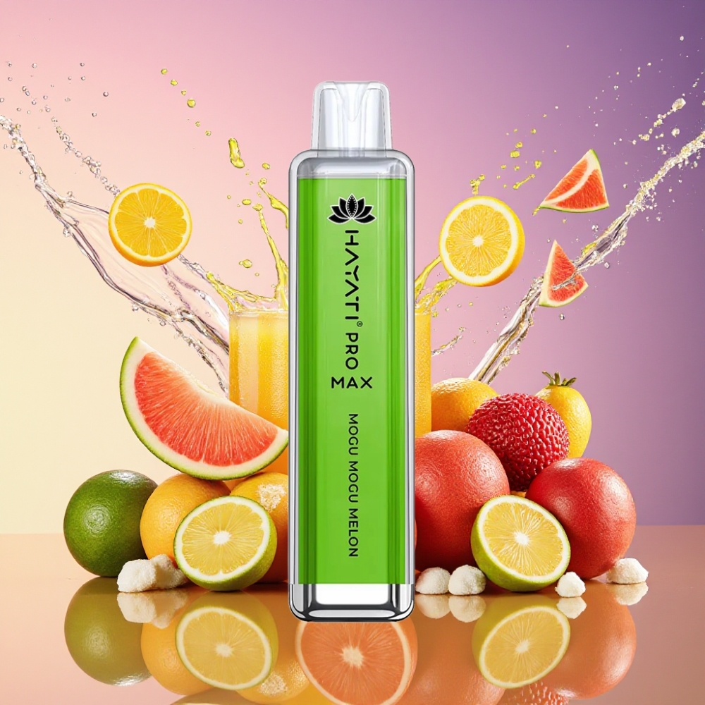 Hayati Pro Max 4000 Puffs Engangs Vape Mogu Mogu Melon 2%/5% Nikotin 1400mAh 2ml/10ml Tank TPD-Kompatibel Engros Danmark