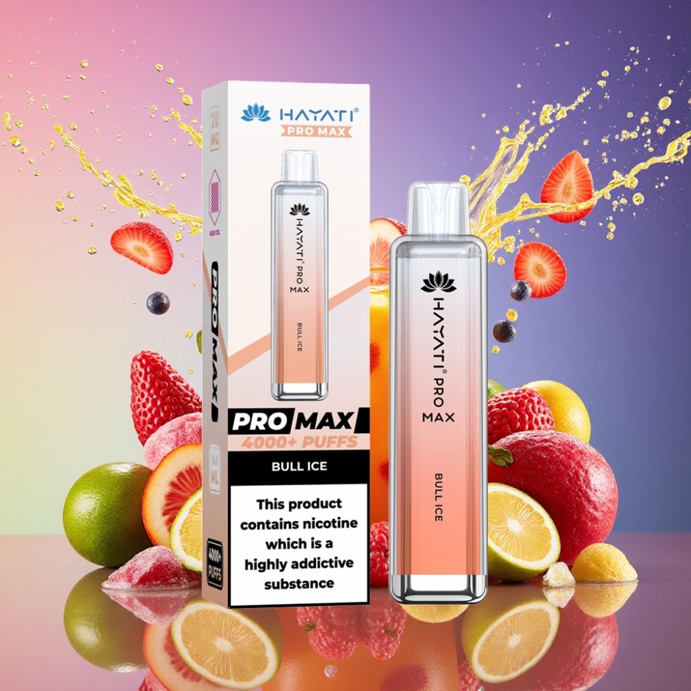 Hayati Pro Max 4000 Puffs Engangs Vape Tynd Is 2%/5% Nikotin 1400mAh 2ml/10ml TPD-Engros Danmark