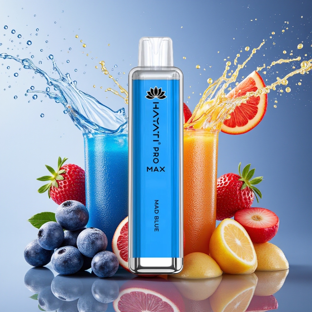 Hayati Pro Max 4000 Puffs Engangs Vape Vanvids Blå 2% 5% Nikotin 1400mAh 2ml/10ml TPD-Overensstemmende Engros Danmark