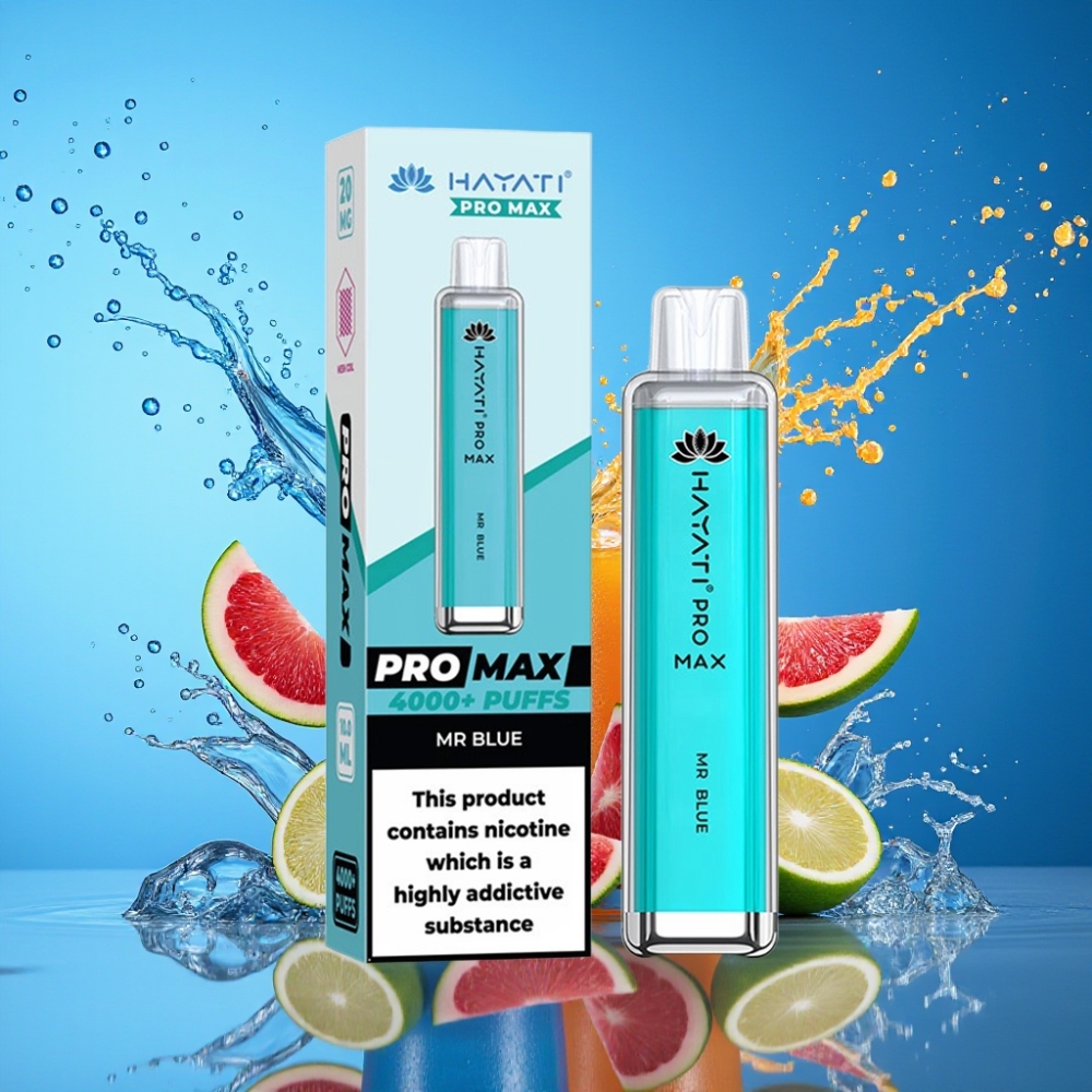 Hayati Pro Max 4000 Puffs Genanvendelig Vape Hr. Blå 2% Nikotin 1400mAh Engros Danmark