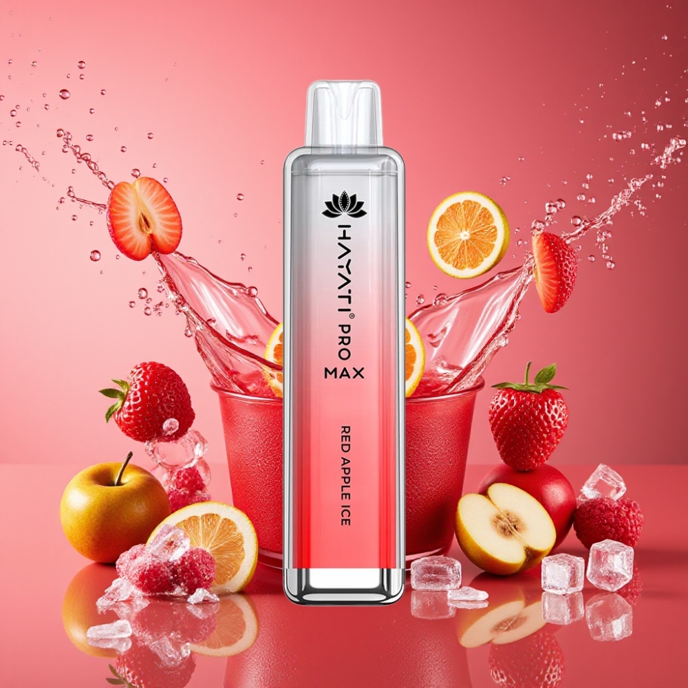 Hayati Pro Max 4000 Pust Genanvendelig Vape Rød Æble Is 2ml/10ml 2%/5% Nikotin 1400mAh TPD-Overensstemmelse Engros Danmark