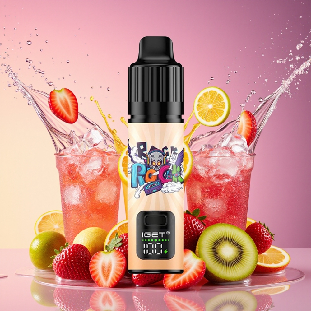 IGET BAR PLUS S3 POD 10000 Puffs Engangs Vape Jordbær Kiwi Is 18 ml 5% 950 mAh 1.0 Ohm Mesh Engros Danmark