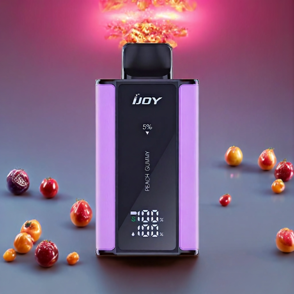 IJOY Captain 10000 Pust Justerbar Effekt 18ml Fersken Gummy 5% Nikotin Type-C Opladning 650mAh 0.8 Ohm Mesh Coil Engros Danmark