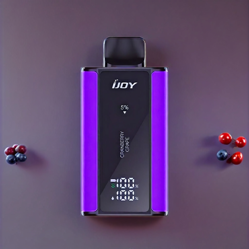 IJOY Captain 10000 Pust Justerbar Effekt Type-C Opladning 18ml Tranebær Vindrue 5% Nikotin Engros Danmark