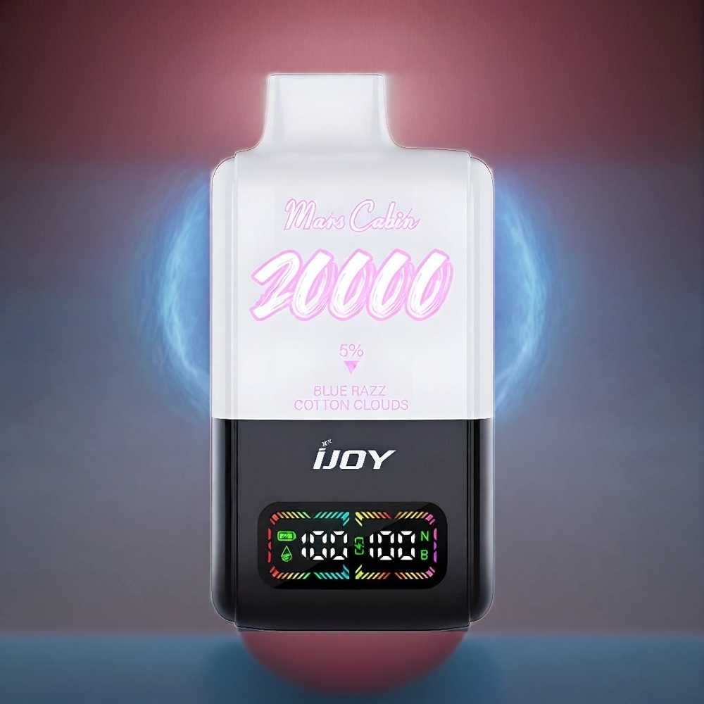 IJOY Mars Cabin 20000 Puffs Engangs Vape Blå Hindbær Bomuldsskyer 0,5 Ohm Dual Mesh Coil 20ML 50mg TYPE-C Engros Danmark