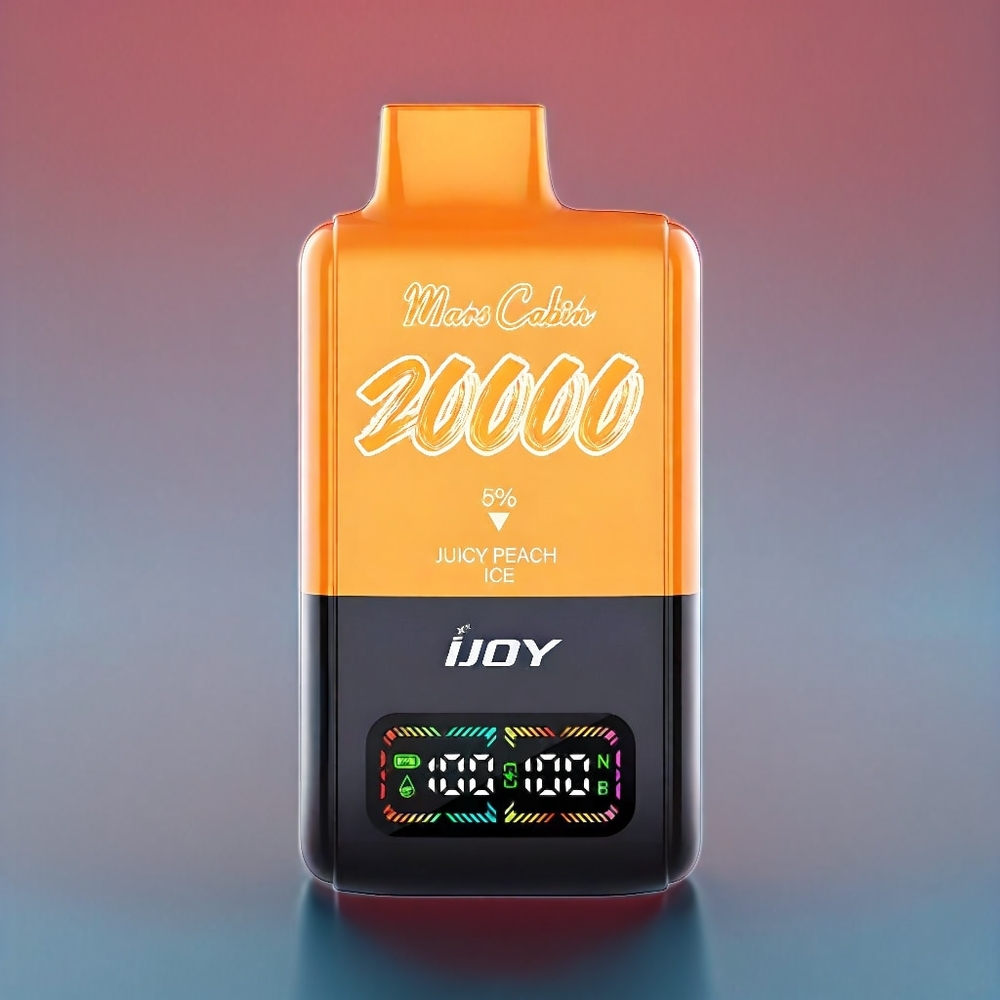 IJOY Mars Cabin 20000 Puffs Engangs Vape Saftig Fersken Is 0.5 Ohm Dual Mesh Coil 20ML 50mg 16/20W TYPE-C Engros Danmark