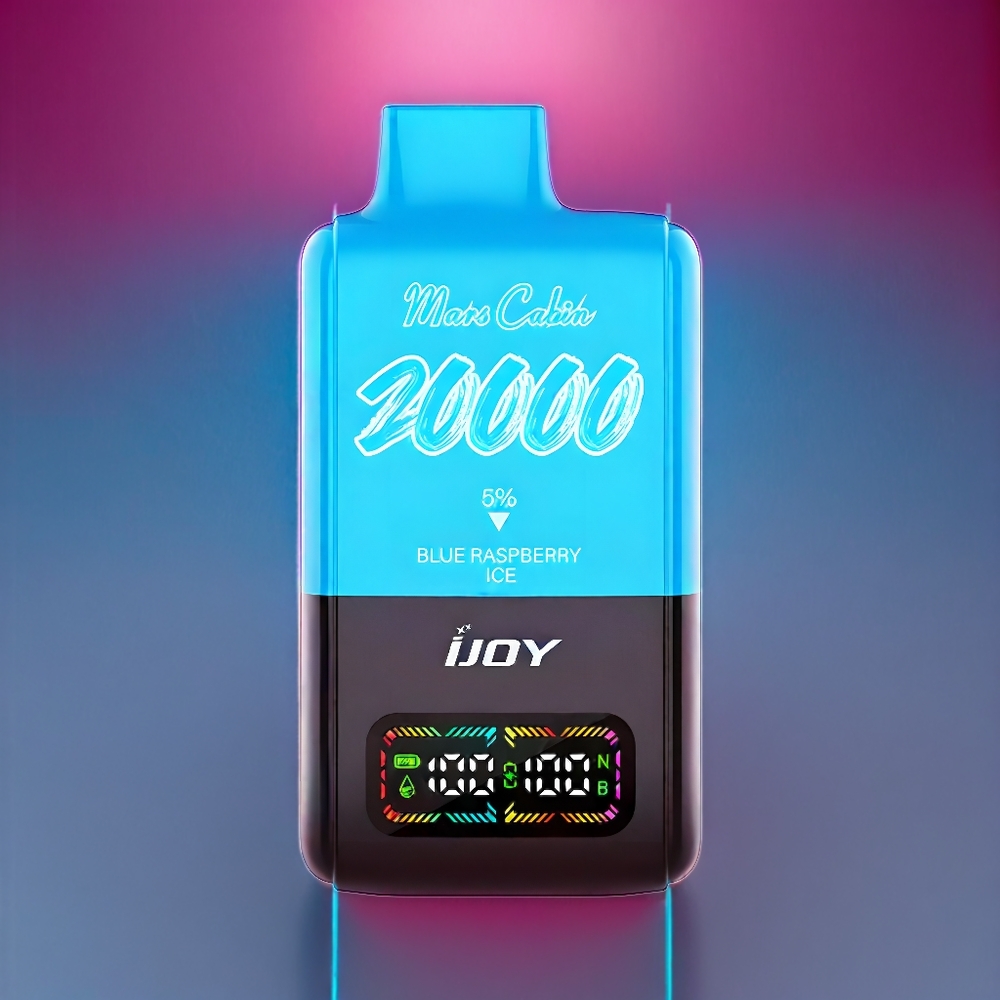 IJOY Mars Cabin 20000 Pust Engangs Vape Blå Hindbær Is 0.5 Ohm Dual Mesh Coil 20ML 50mg Engros Danmark