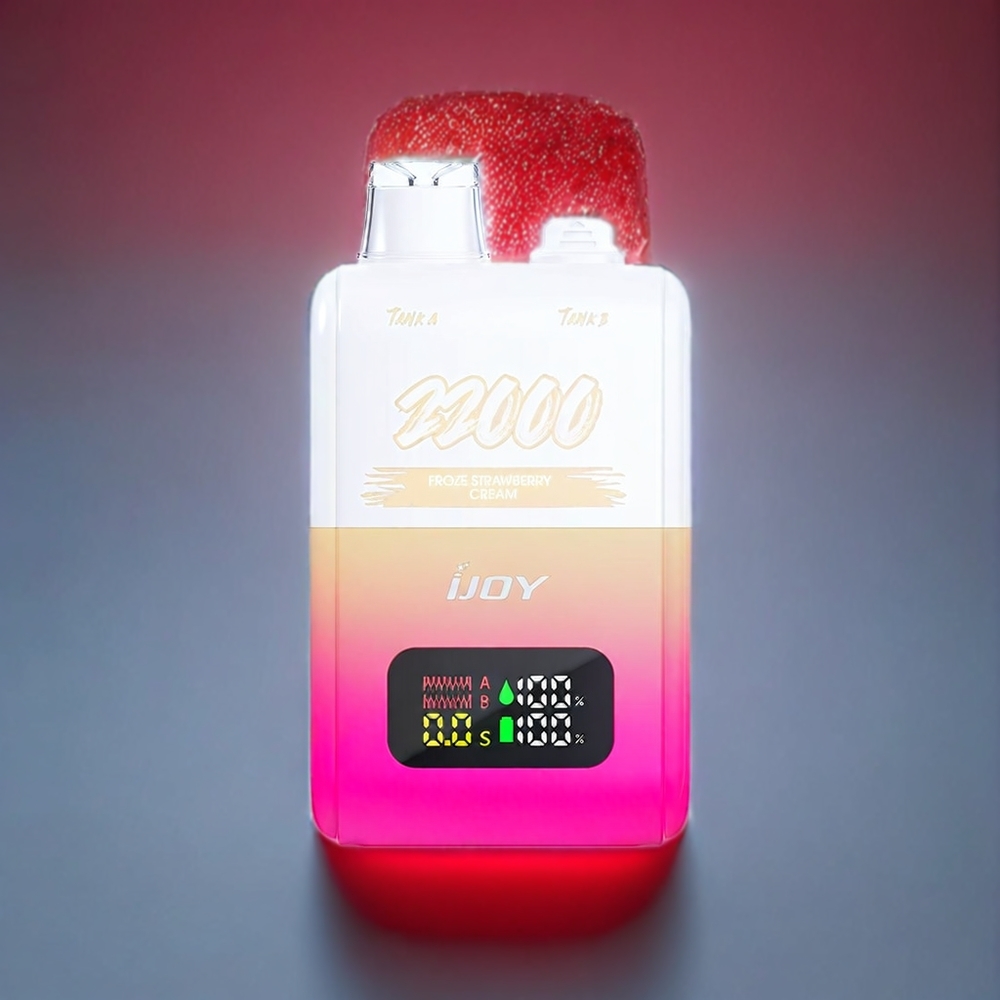 IJOY SD 22000 Puffs Frossen Jordbær Fløde 0,8 Ohm Mesh Coil + 15ML + 15ML + Type-C Opladning Engros Danmark