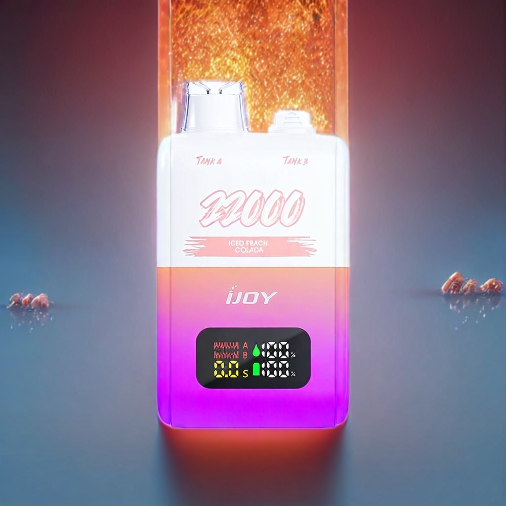 IJOY SD 22000 Pust Iskold Fersken Colada 15ML+15ML 50mg 650mAh 15W Type-C Engros Danmark