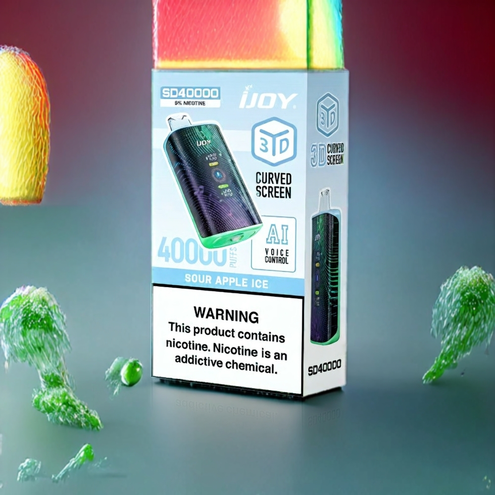 IJOY SD 40000 Puffs Bærligt Æble Is 20ML 5% 750mAh Type-C 0.4 Ohm Dual Mesh Coil Engros Danmark