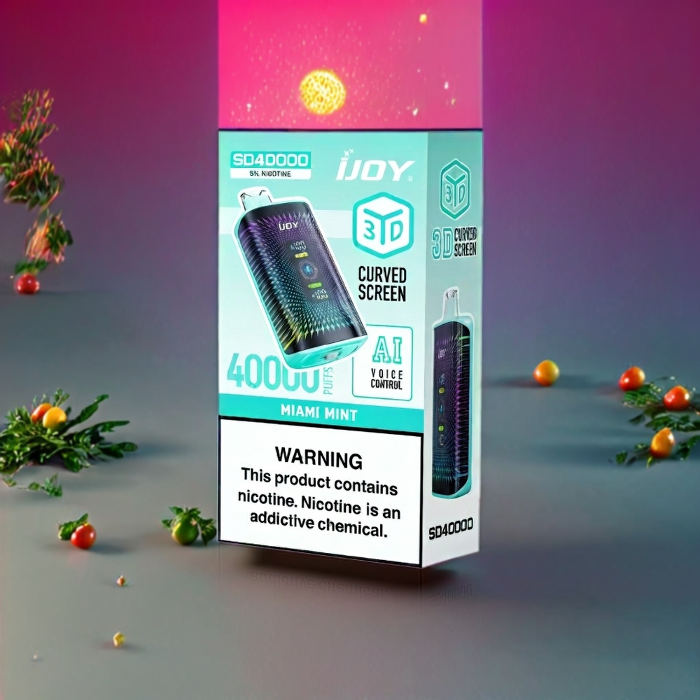 IJOY SD 40000 Pust Justerbar Luftstrøm 20ML 5% Nikotin Miami Mynte 750mAh Type-C Opladning 0.4 Ohm Dual Mesh Coil Engros Danmark