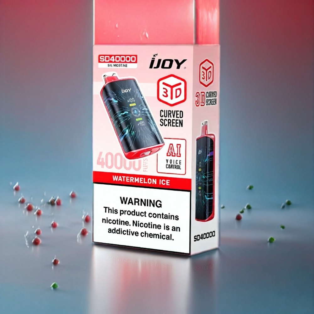 IJOY SD 40000 Pust Vandmelon Is Justerbar Effekt(D Mode=18w,S Mode=30w) 20ML 5% Nicotin 750mAh Type-C Opladning 0.4 Ohm Dual Mesh Coil Justerbar Luftgennemstrømning Engros Danmark