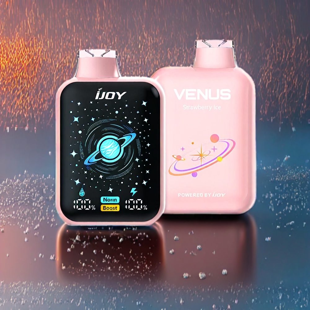 IJOY VENUS 25000 Pust 0.4 Ohm Dual Mesh 20ML 30mg/50mg 900mAh TYPE-C Jordbær Is Engros Danmark